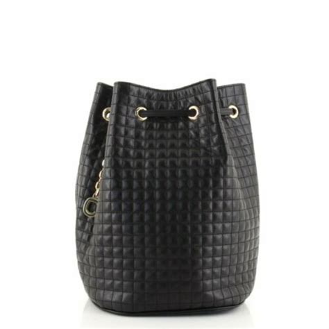 Small C Charm bucket in quilted calfskin 